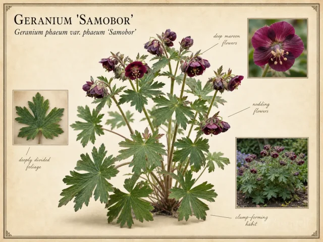 Geranium ‘Samobor’ (Geranium phaeum var. phaeum ‘Samobor’)