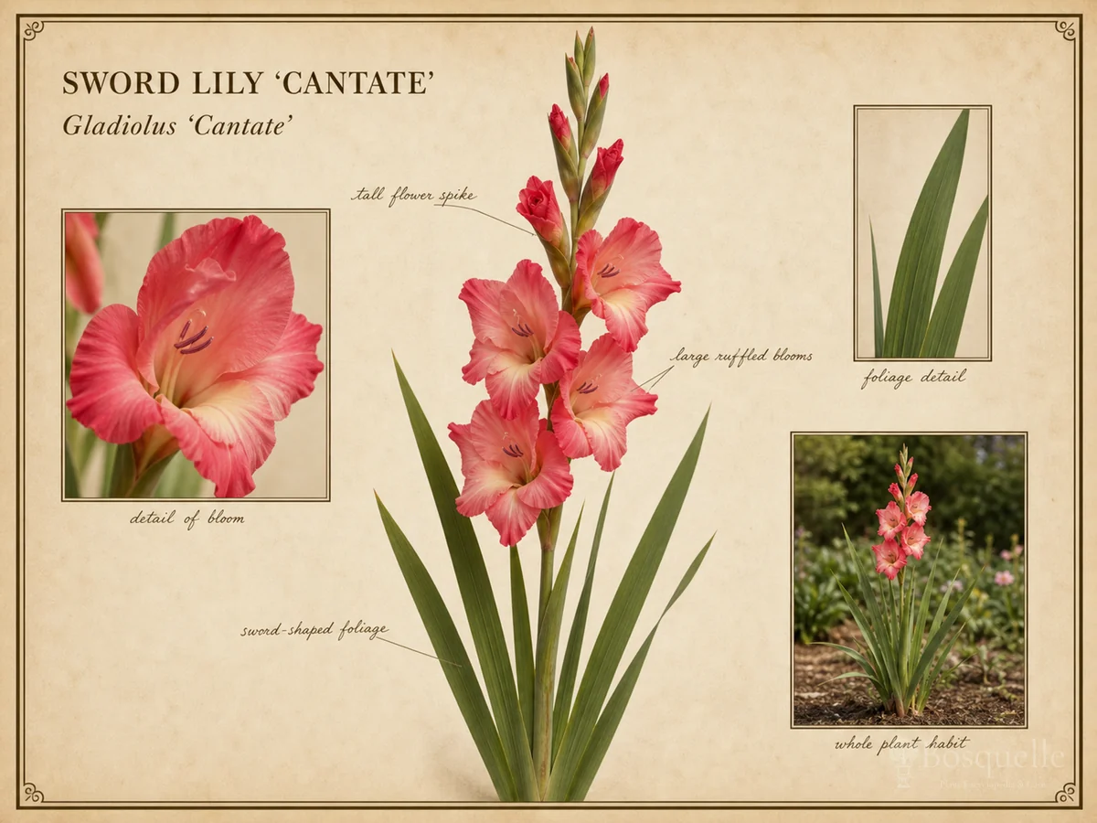 Sword Lily 'Cantate' botanical diagram