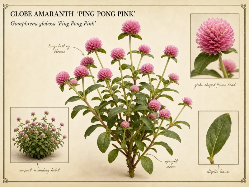Globe Amaranth ‘Ping Pong Pink’ (Gomphrena globosa ‘Ping Pong Pink’)