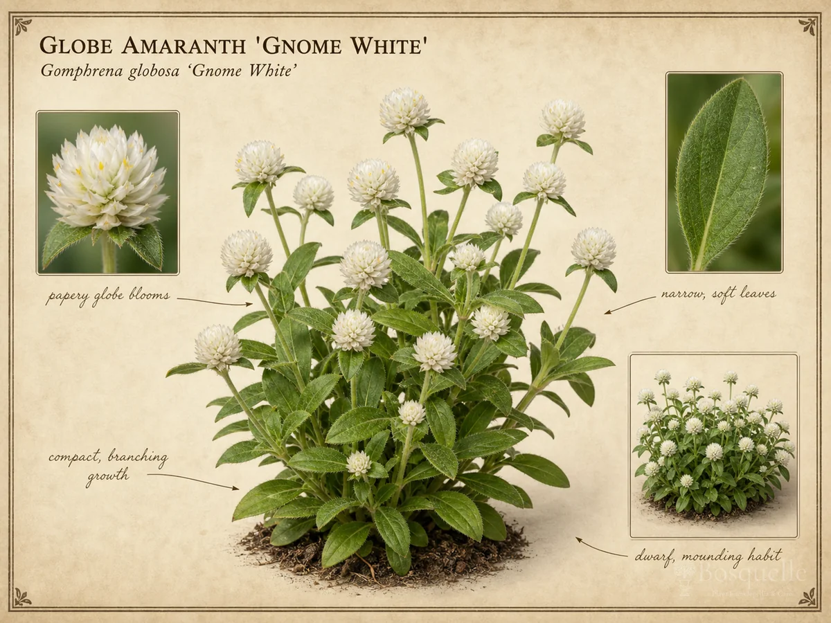 Globe Amaranth 'Gnome White'