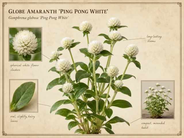 Globe Amaranth 'Ping Pong White'