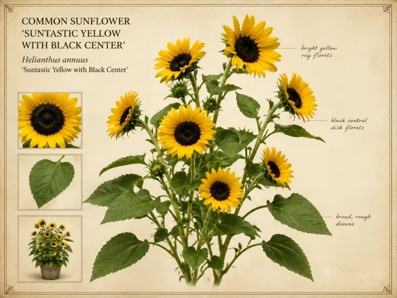 Common Sunflower ‘Suntastic Yellow with Black Center’ (Helianthus annuus ‘Suntastic Yellow with Black Center’)