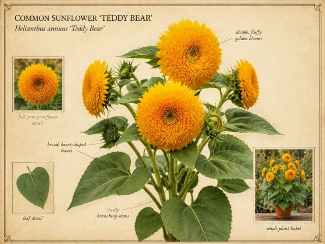 Common Sunflower ‘Teddy Bear’ (Helianthus annuus ‘Teddy Bear’)