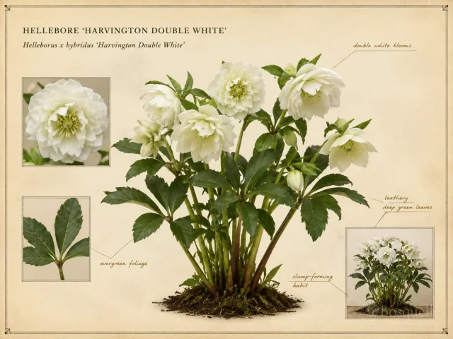 Hellebore ‘Harvington Double White’ (Helleborus x hybridus ‘Harvington Double White’)
