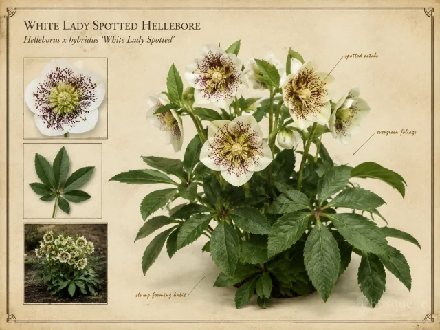 White Lady Spotted Hellebore (Helleborus x hybridus ‘White Lady Spotted’)