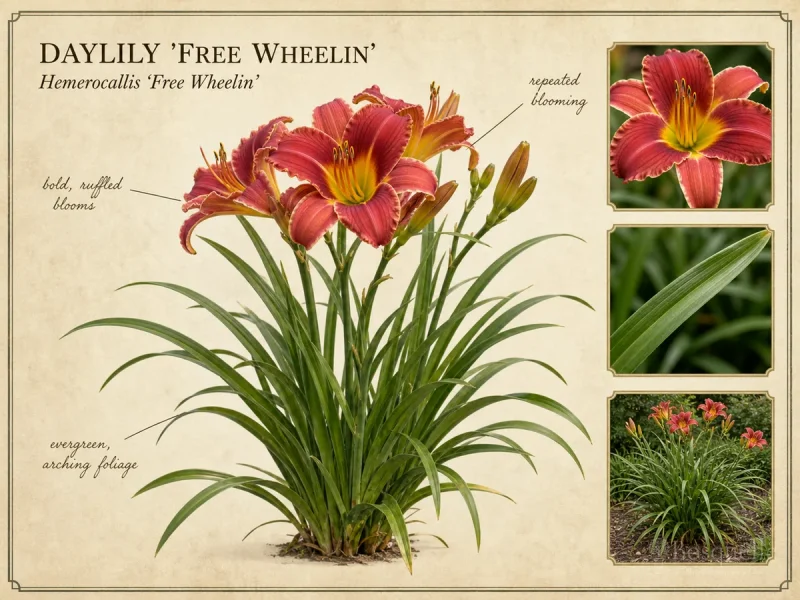 Daylily 'Free Wheelin' botanical diagram