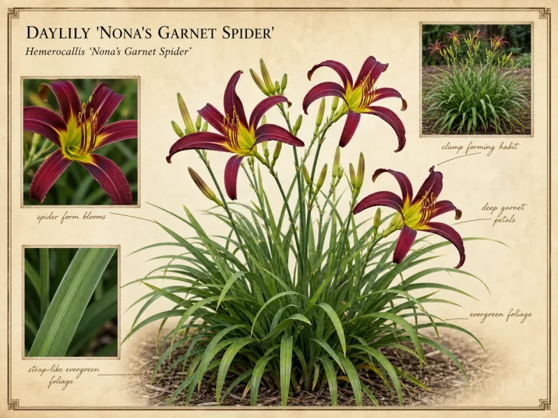 Daylily ‘Nona’s Garnet Spider’ (Hemerocallis ‘Nona’s Garnet Spider’)