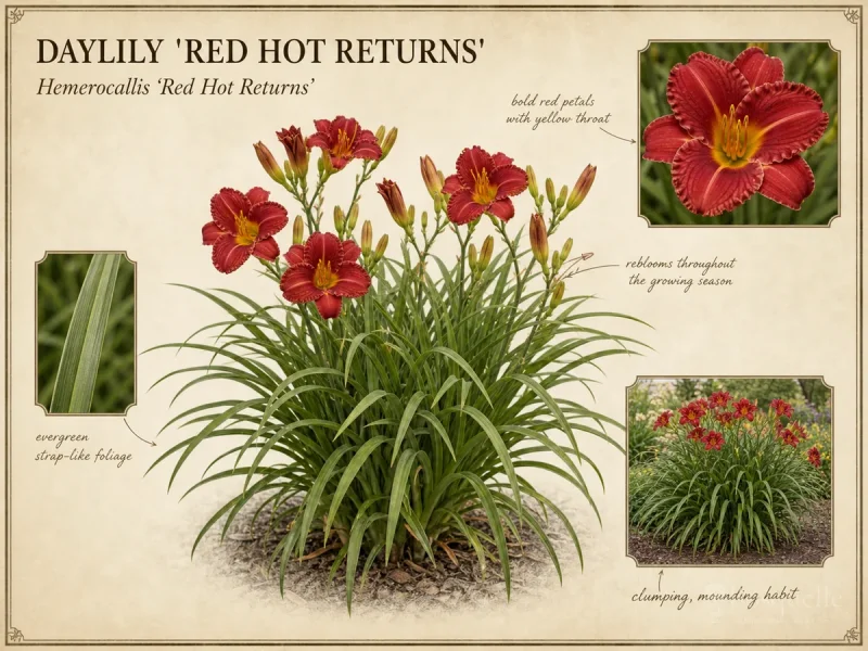 Daylily 'Red Hot Returns' — Reblooming daylilies (8)