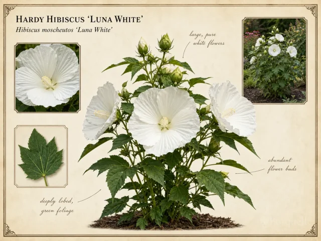 Hardy Hibiscus ‘Luna White’ (Hibiscus moscheutos ‘Luna White’)