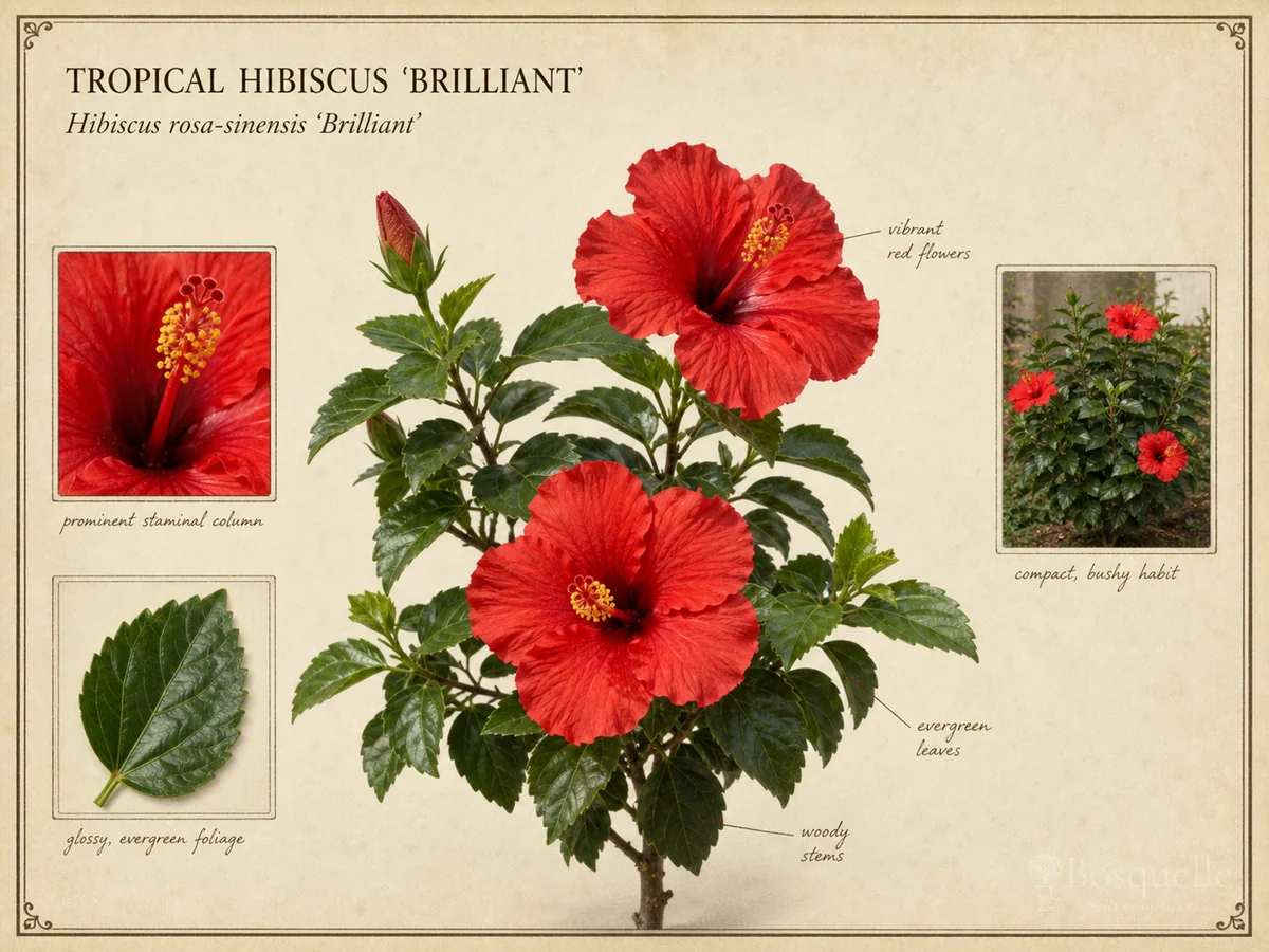 Tropical Hibiscus ‘Brilliant’ (Hibiscus rosa-sinensis ‘Brilliant’)