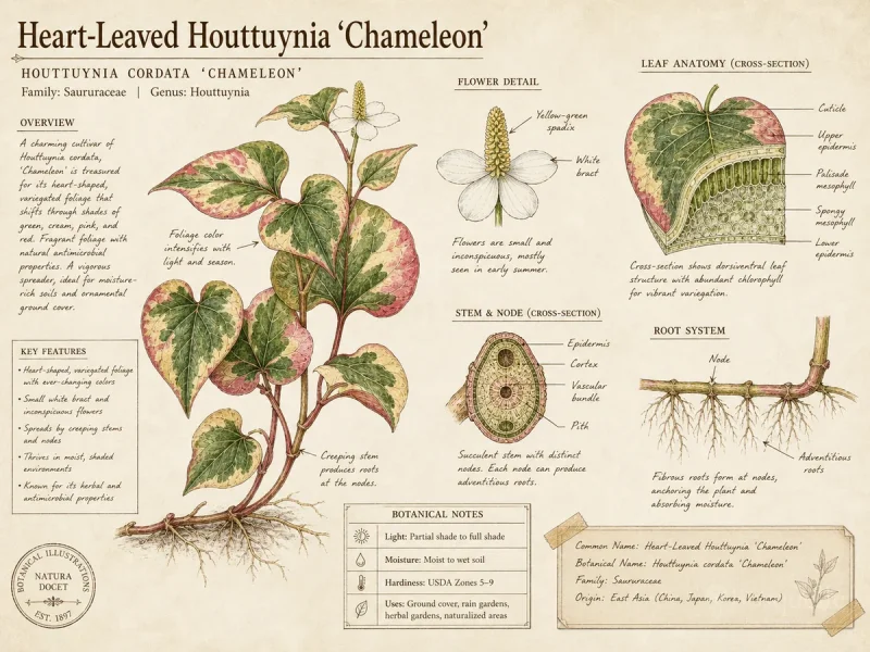Heart-Leaved Houttuynia ‘Chameleon’ (Houttuynia cordata ‘Chameleon’)