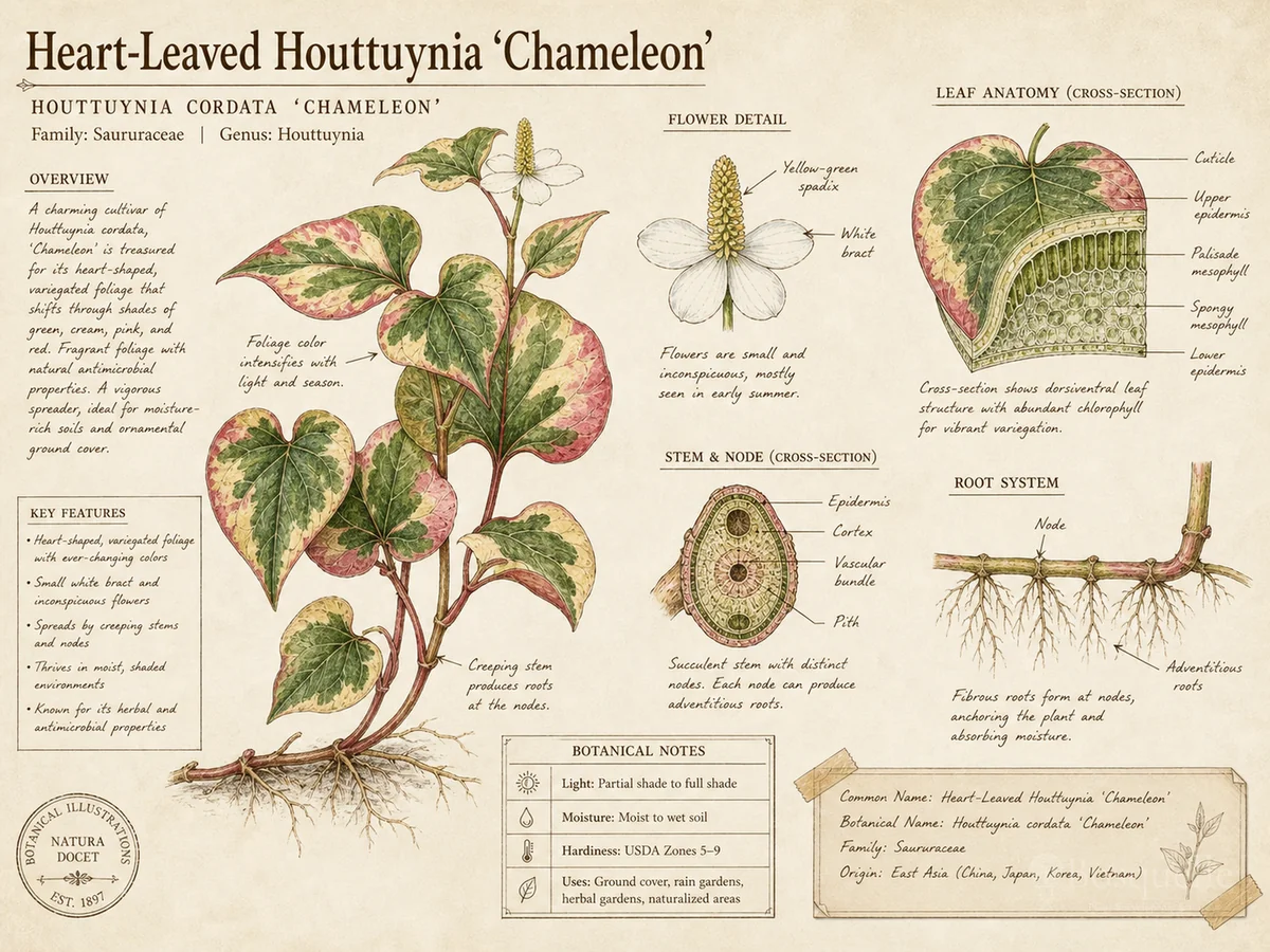 Heart-Leaved Houttuynia ‘Chameleon’ (Houttuynia cordata ‘Chameleon’)