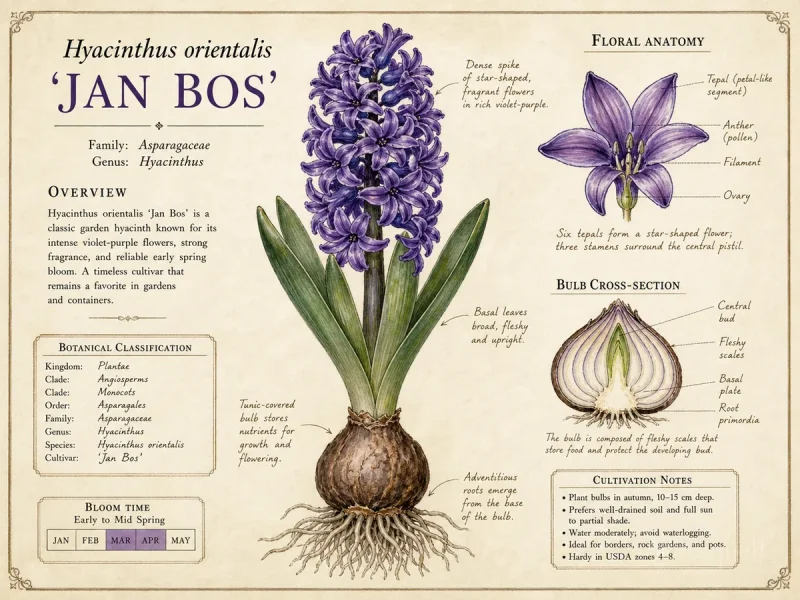 Hyacinth ‘Jan Bos’ (Hyacinthus orientalis ‘Jan Bos’)
