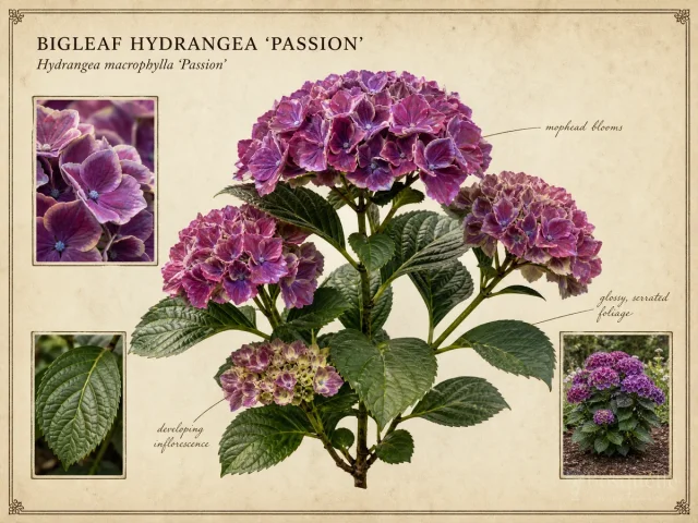 Bigleaf Hydrangea ‘Passion’ (Hydrangea macrophylla ‘Passion’)
