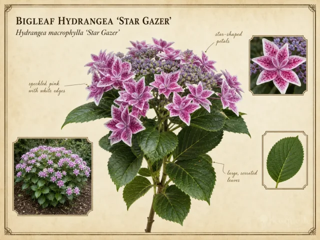 Bigleaf Hydrangea ‘Star Gazer’ (Hydrangea macrophylla ‘Star Gazer’)