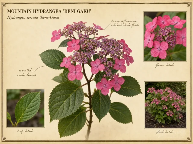 Mountain Hydrangea ‘Beni Gaku’ (Hydrangea serrata ‘Beni-Gaku’)