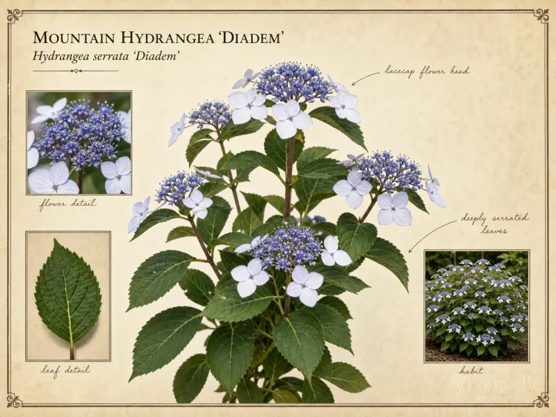 Mountain Hydrangea ‘Diadem’ (Hydrangea serrata ‘Diadem’)