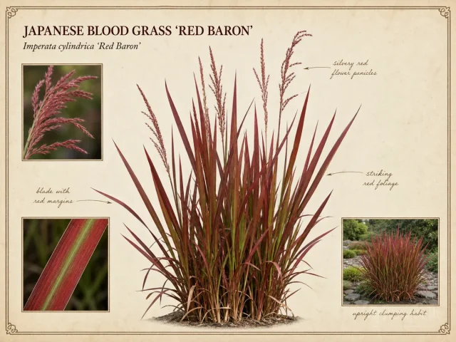 Japanese Blood Grass ‘Red Baron’ (Imperata cylindrica ‘Red Baron’)