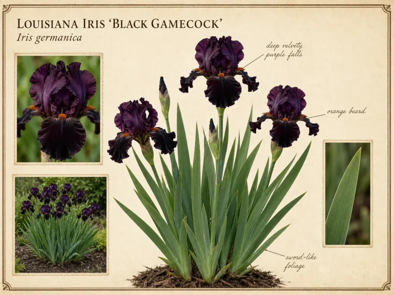 Louisiana Iris 'Black Gamecock'