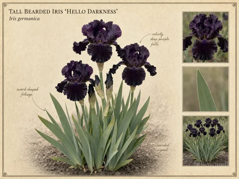 Tall Bearded Iris 'Hello Darkness'