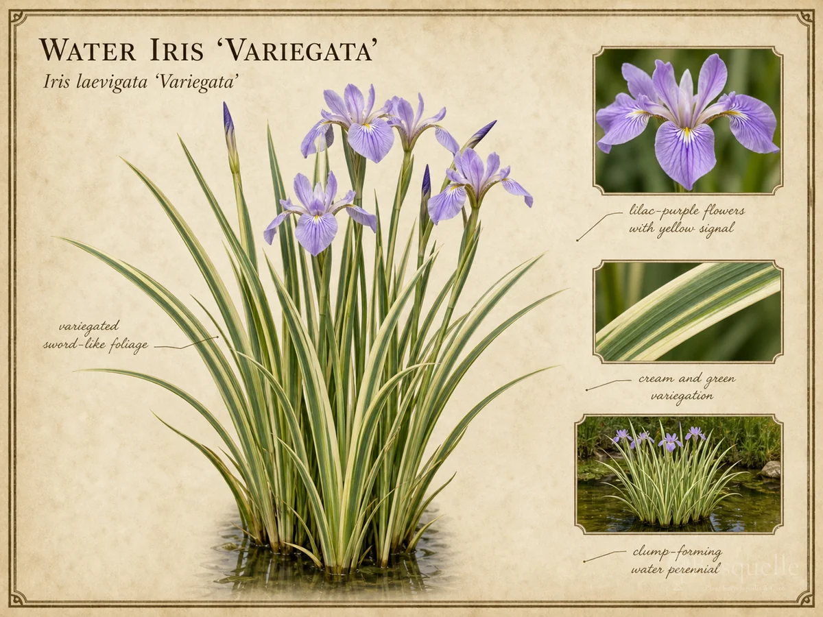 Water Iris ‘Variegata’ (Iris laevigata ‘Variegata’)