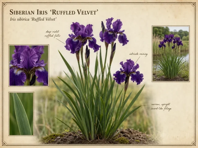 Siberian Iris ‘Ruffled Velvet’ (Iris sibirica ‘Ruffled Velvet’)