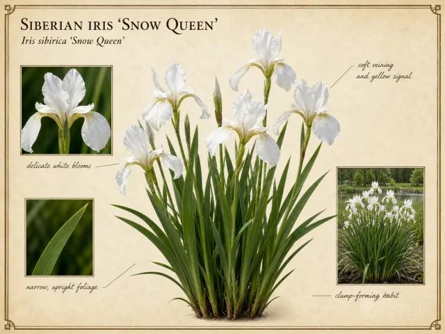 Siberian Iris ‘Snow Queen’ (Iris sibirica ‘Snow Queen’)