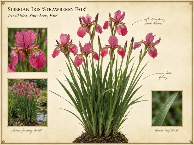 Siberian Iris ‘Strawberry Fair’ (Iris sibirica ‘Strawberry Fair’)
