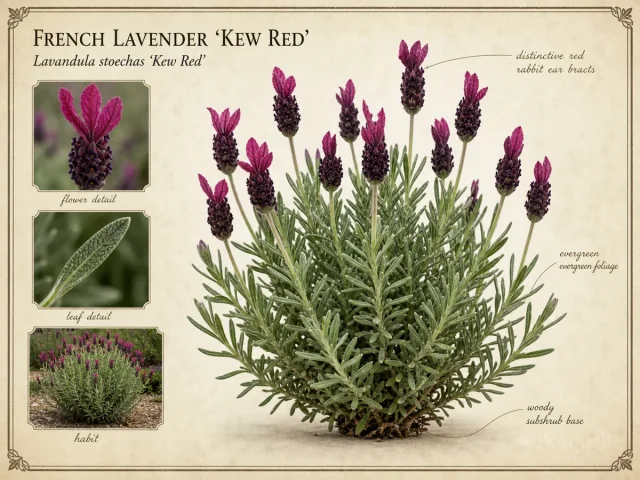 French Lavender ‘Kew Red’ (Lavandula stoechas ‘Kew Red’)
