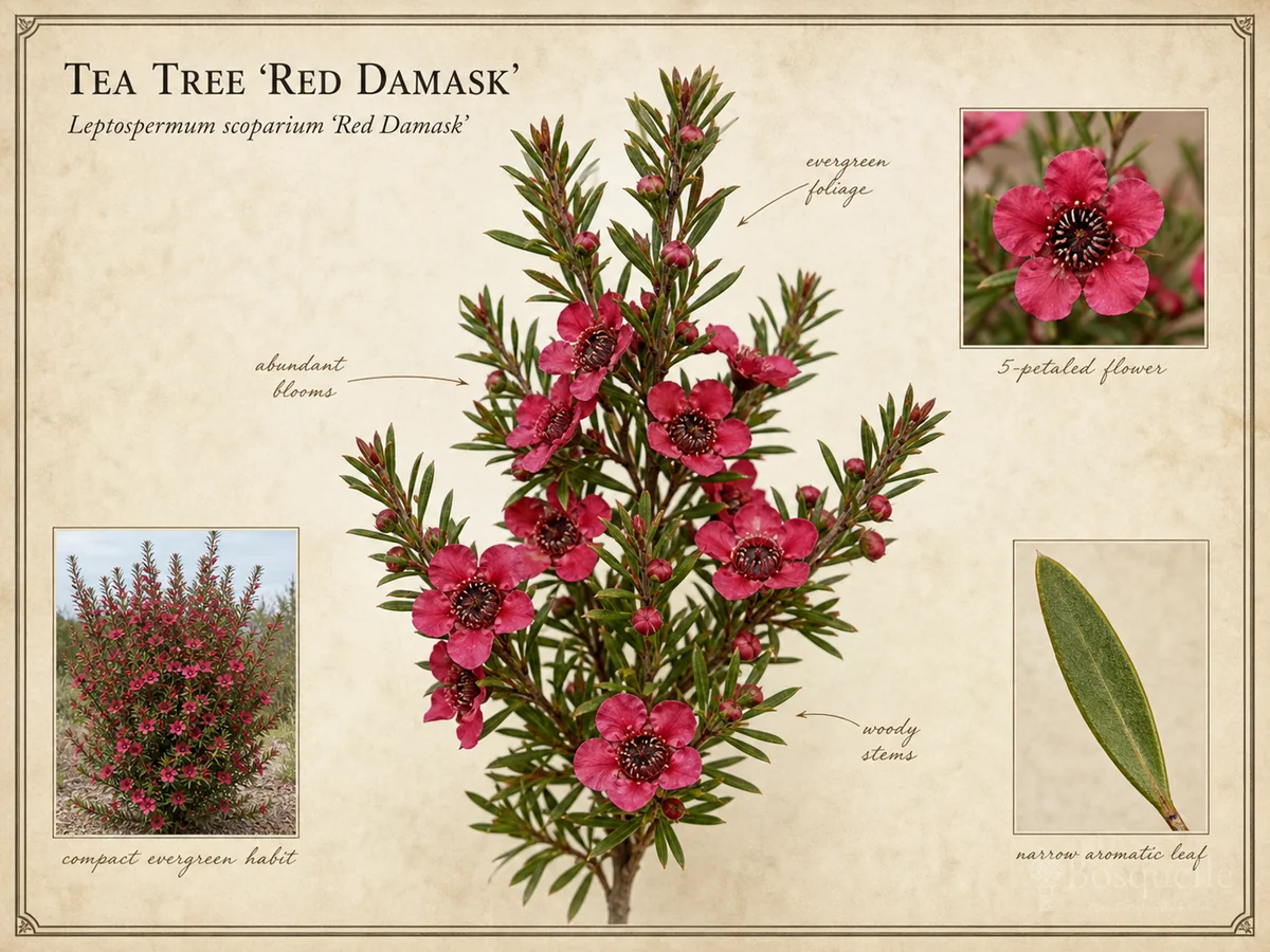 Tea Tree ‘Red Damask’ (Leptospermum scoparium ‘Red Damask’)