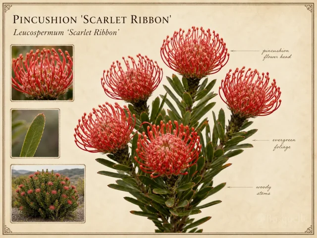Pincushion ‘Scarlet Ribbon’ (Leucospermum ‘Scarlet Ribbon’)