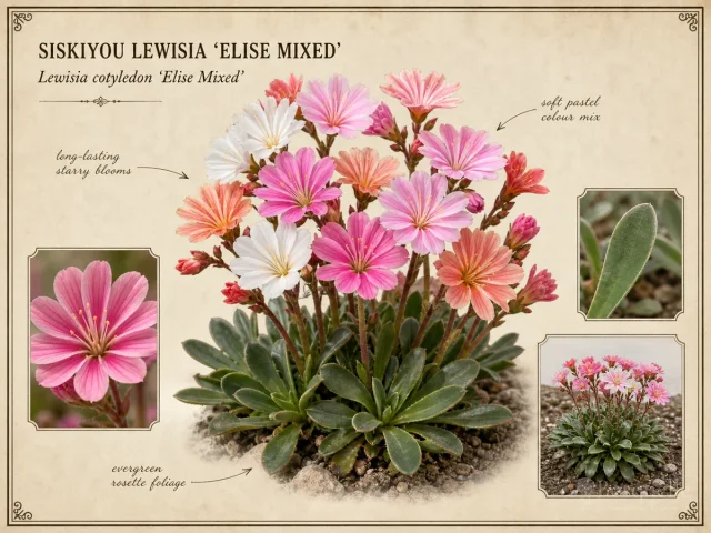 Siskiyou Lewisia ‘Elise Mixed’ (Lewisia cotyledon ‘Elise Mixed’)