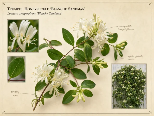 Trumpet Honeysuckle ‘Blanche Sandman’ (Lonicera sempervirens ‘Blanche Sandman’)