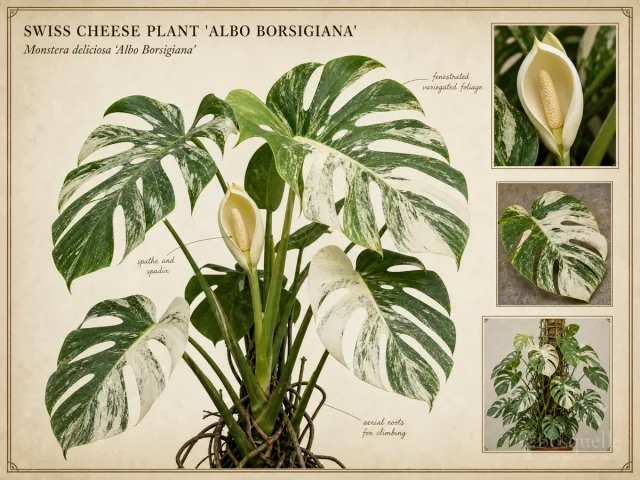 Swiss Cheese Plant ‘Albo Borsigiana’ (Monstera deliciosa ‘Albo Borsigiana’)