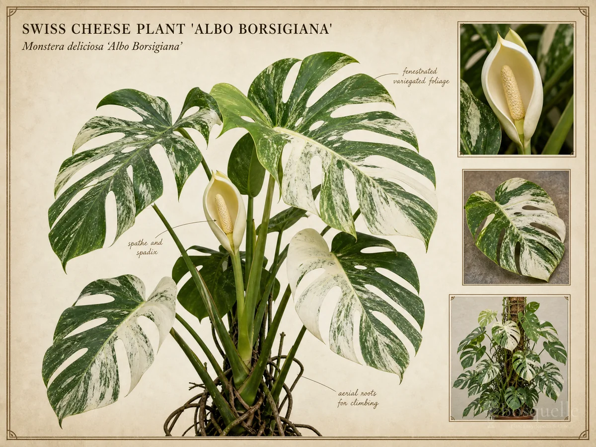 Swiss Cheese Plant ‘Albo Borsigiana’ (Monstera deliciosa ‘Albo Borsigiana’)