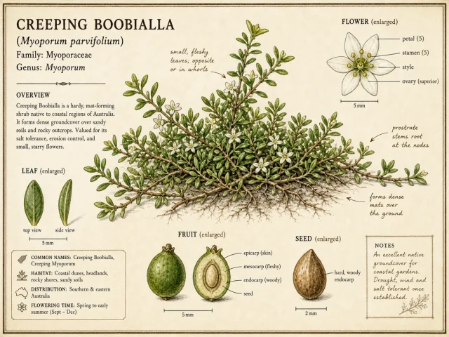 Creeping Boobialla — Set plants at the soil line, about 3 feet apart