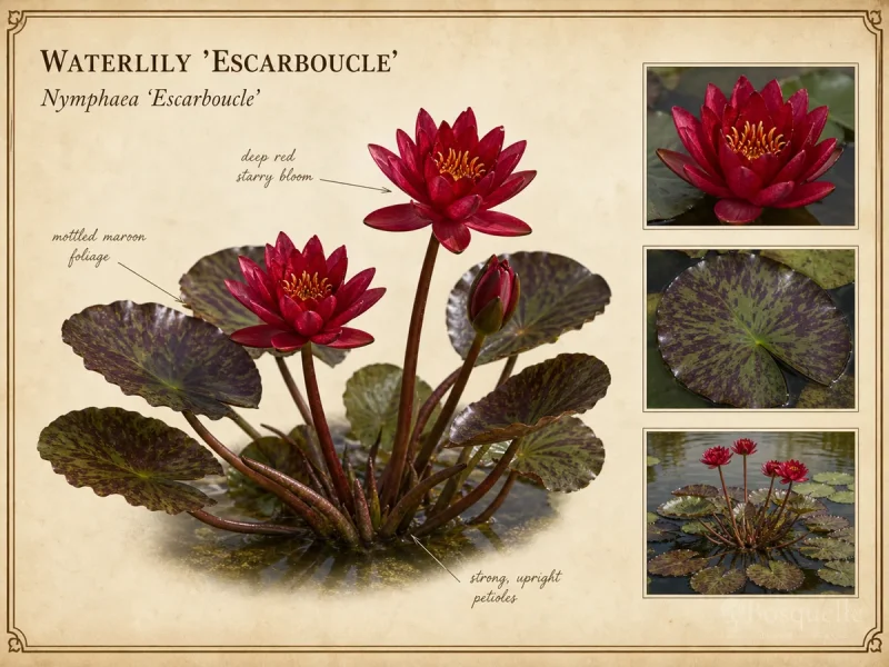 Waterlily 'Escarboucle' botanical diagram
