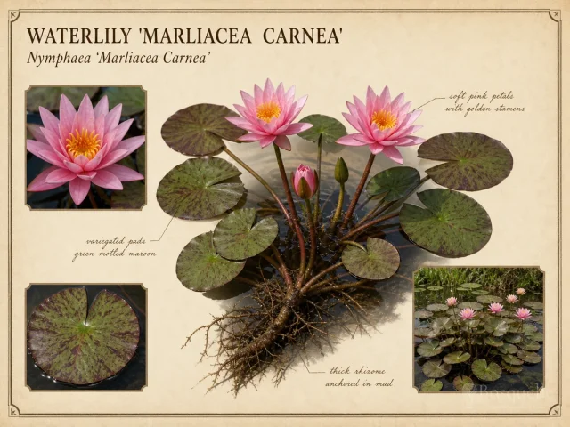 Waterlily ‘Marliacea Carnea’ (Nymphaea ‘Marliacea Carnea’)