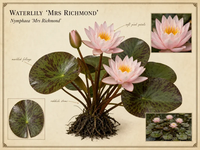 Waterlily ‘Mrs Richmond’ (Nymphaea ‘Mrs Richmond’)
