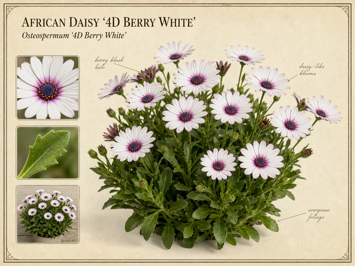 African Daisy ‘4D Berry White’ (Osteospermum ‘4D Berry White’)