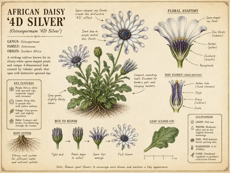 African Daisy ‘4D Silver’ (Osteospermum ‘4D Silver’)