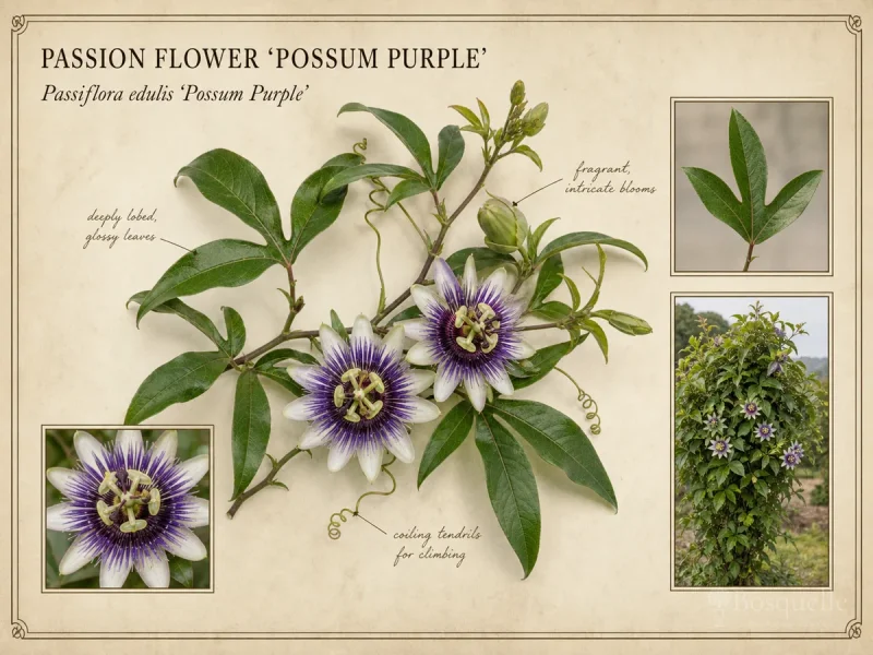 Passion Flower ‘Possum Purple’ (Passiflora edulis ‘Possum Purple’)