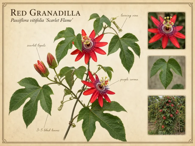 Red Granadilla (Passiflora vitifolia ‘Scarlet Flame’)