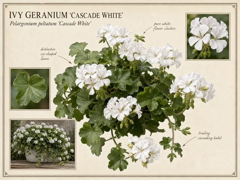 Ivy Geranium ‘Cascade White’ (Pelargonium peltatum ‘Cascade White’)