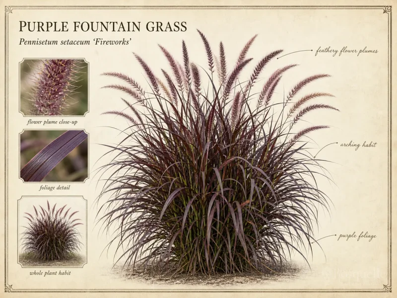 Purple Fountain Grass (Pennisetum setaceum ‘Fireworks’)