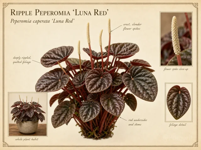 Ripple Peperomia ‘Luna Red’ (Peperomia caperata ‘Luna Red’)