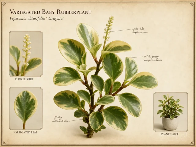 Variegated Baby Rubberplant (Peperomia obtusifolia ‘Variegata’)
