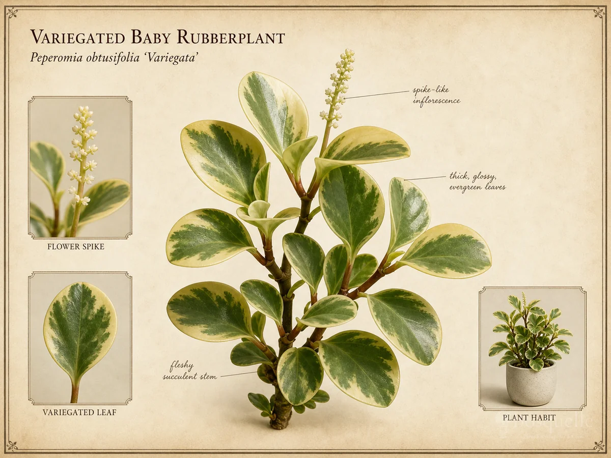 Variegated Baby Rubberplant — Compact bush