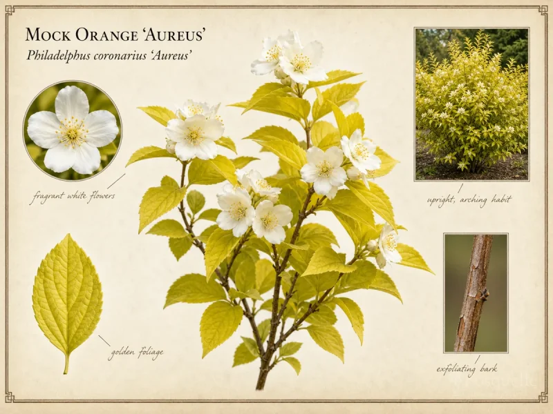 Mock Orange ‘Aureus’ (Philadelphus coronarius ‘Aureus’)