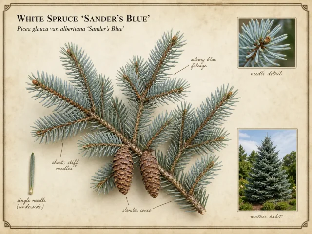 White Spruce ‘Sander’s Blue’ (Picea glauca var. albertiana ‘Sander’s Blue’)